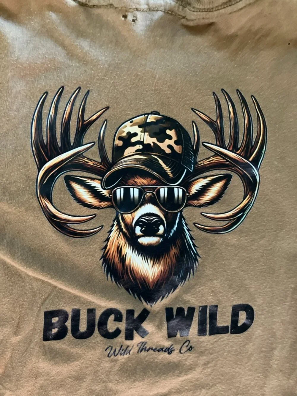Wild Threads Buck Wild Deer Graphic Tee 🦌 100% Cotton Brown T-Shirt Size Youth
